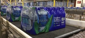 Dasani water on the Coca-Cola bottling line