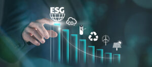 A finger pointing at an ESG chart